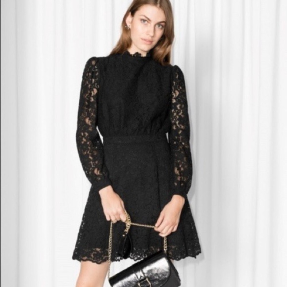 & Other Stories Black Lace Dress NWOT 10